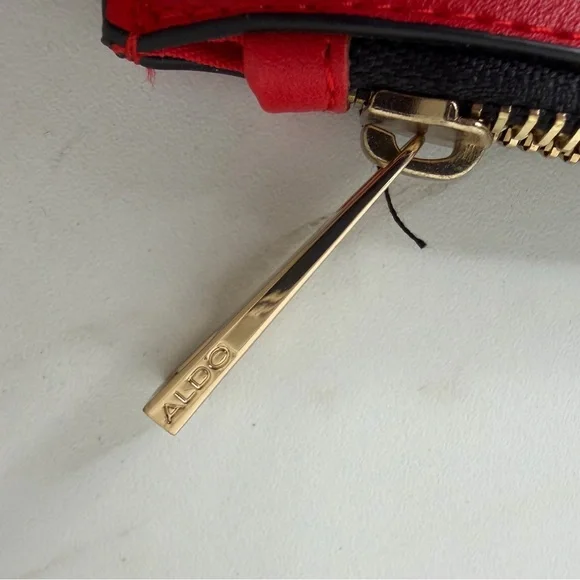 Aldo red and white polka dot wearable wristlet clutch bag vegan faux leather - Picture 5 of 11